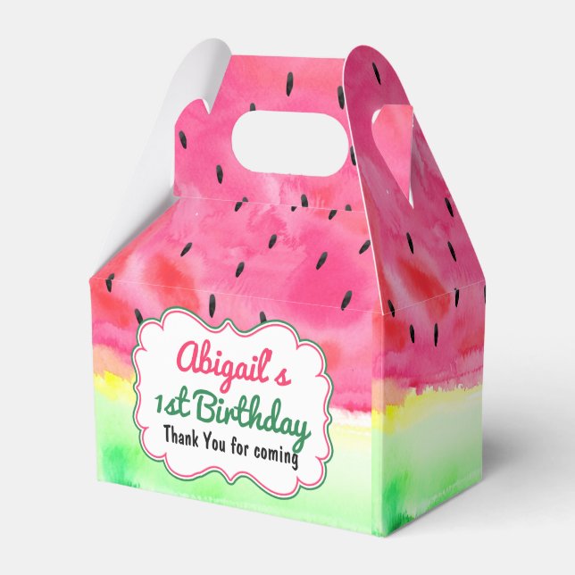 Caixinha De Lembrancinhas Watermelon Birthday Favor Box Personalizado (Frente)