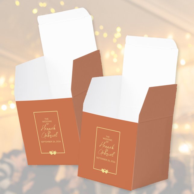 Caixinha De Lembrancinhas Wedding Terracotta Dourado (Wedding Terracotta Gold favor boxes (two shown))