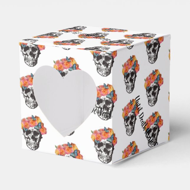 Caixinha De Lembrancinhas WeddingFavour Box Skull Art Até Morte Nós Partimos (Frente)