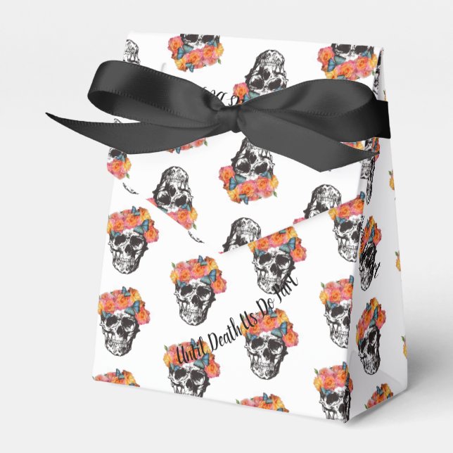 Caixinha De Lembrancinhas WeddingFavour Box Skull Art Até Morte Nós Partimos (Frente)