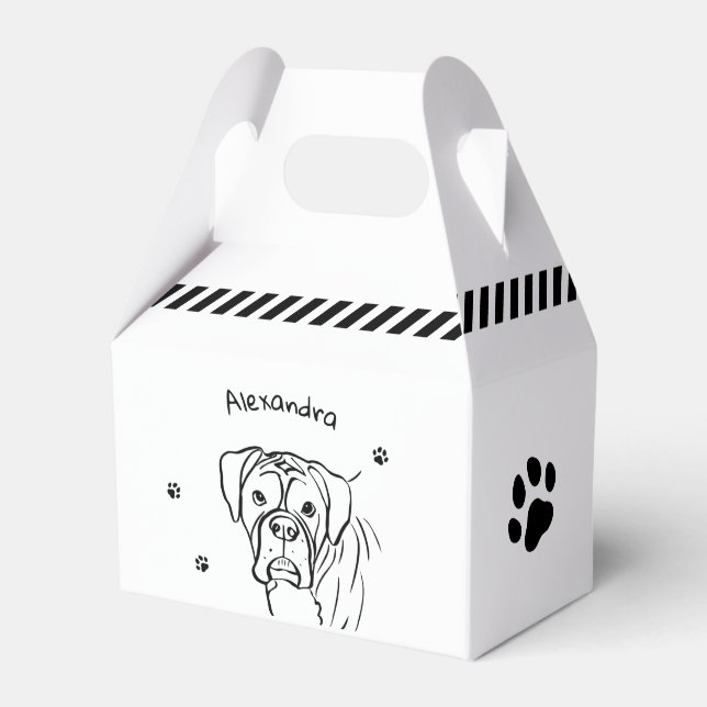 Caixinha De Lembrancinhas Whimsical Boxer: Texto Editável (Frente)