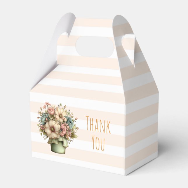 Caixinha De Lembrancinhas Whimsical Flowers in a Planter Pot Cute Thank You (Verso)