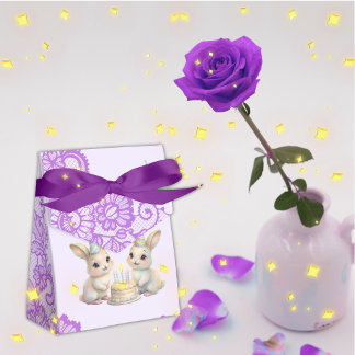 Caixinha De Lembrancinhas Whimsical Pastel Bunny Twins Birthday Favor Box