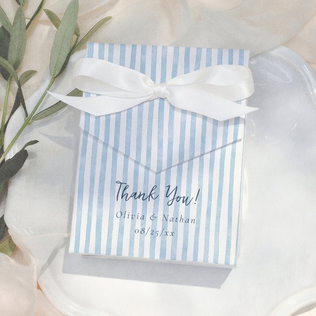 Caixinha De Lembrancinhas Whimsical Retro Blue Stripes Thank You Wedding (Criador carregado)