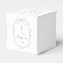 Caixinha De Lembrancinhas White Ribbon Baby's Breath Baptism Cube