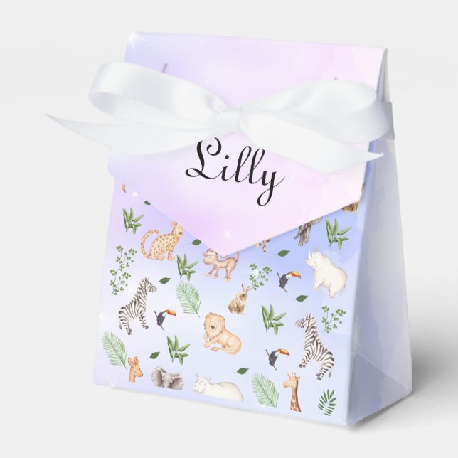 Caixinha De Lembrancinhas wild Animal With Jungle Tree pattern (Frente)