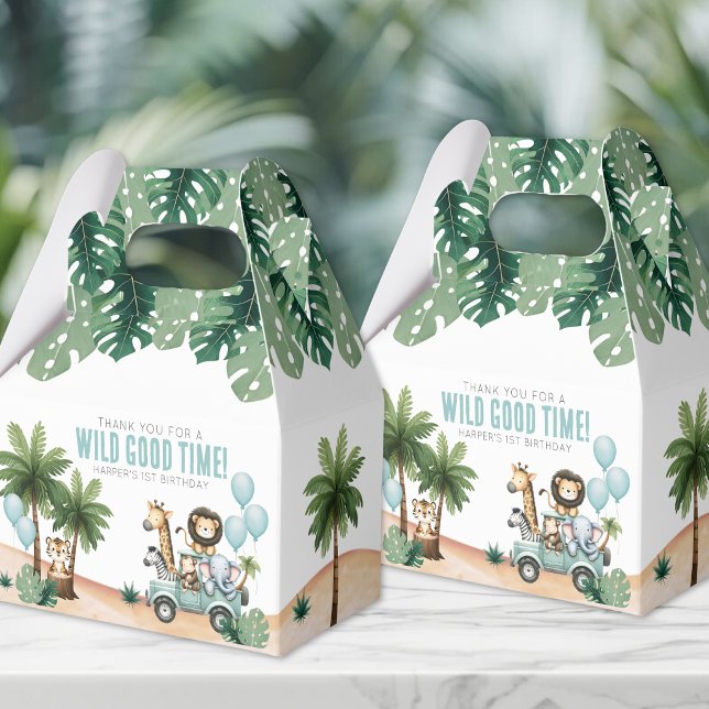 Caixinha De Lembrancinhas Wild One Jungle Safari 1st Birthday Party (Wild One Jungle Safari 1st Birthday Party Favor Boxes)