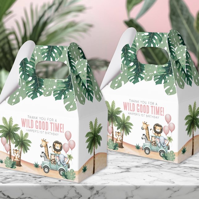 Caixinha De Lembrancinhas Wild One Jungle Safari 1st Birthday Party (Wild One Jungle Safari 1st Birthday Party Favor Boxes)