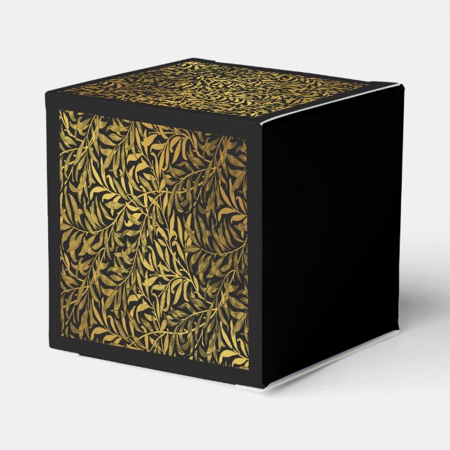 Caixinha De Lembrancinhas William Morris Preto e Dourado  Galho de Salgueiro (Verso)