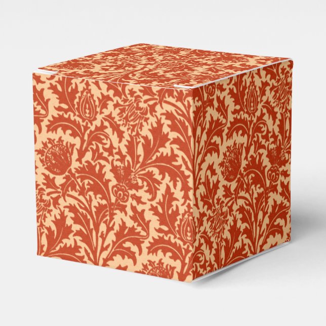 Caixinha De Lembrancinhas William Morris Thistle Damask, Mandarin Orange (Frente)