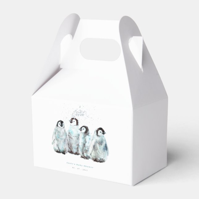 Caixinha De Lembrancinhas Winter Penguin Baby Shower (Frente)