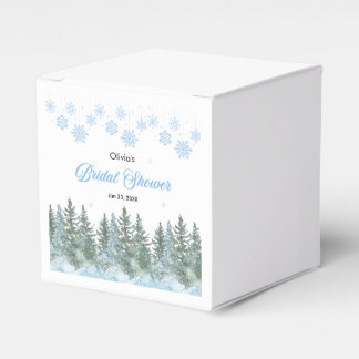 Caixinha De Lembrancinhas Winter Pine Trees Snowflakes Bridal Shower