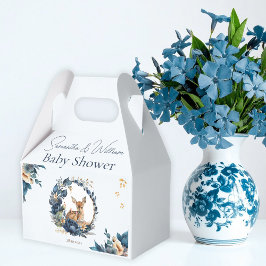 Caixinha De Lembrancinhas Woodland Deer Blue Floral Boho Deixa Aquarela