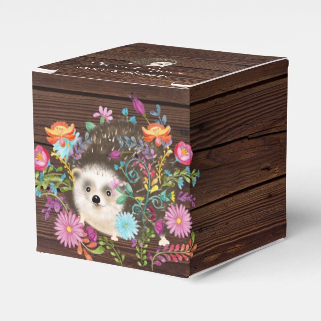 Caixinha De Lembrancinhas Woodland Hedgehog Favorece Box Praça da Madeira Rú (Frente)