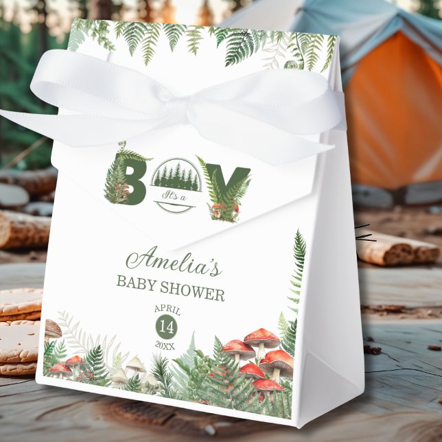 Caixinha De Lembrancinhas Woodland Mushroom & Fern It’s a Boy Baby Shower (Criador carregado)