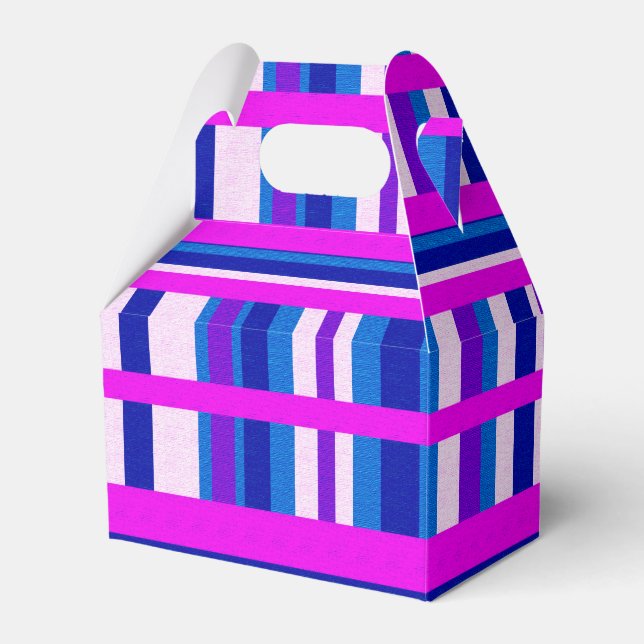 Caixinha De Lembrancinhas Xadrez azul roxa rosa (Frente)