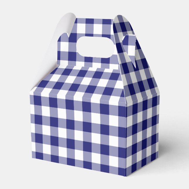 Caixinha De Lembrancinhas Xadrez Clássico Azul e Branco de Fazenda (Frente)