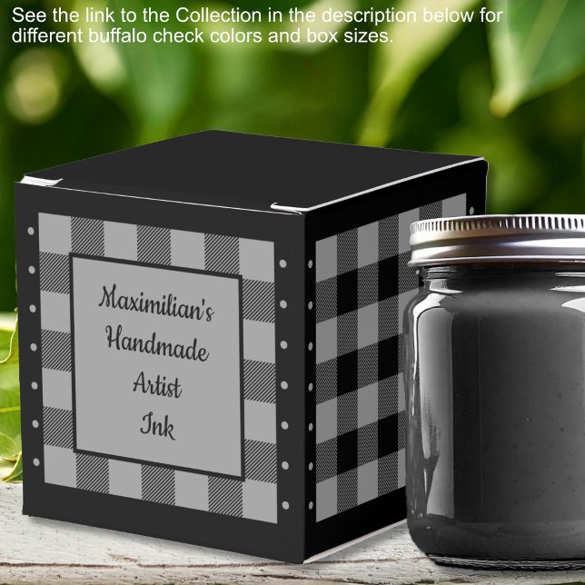 Caixinha De Lembrancinhas Xadrez de Búfalo - Cinza e Preto - Clássico (Buffalo Check - Gray and Black - Classic Favor Boxes by Leapfroglisics Shop)