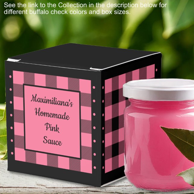 Caixinha De Lembrancinhas Xadrez de Búfalo - Rosa e Preto - Clássico (Buffalo Check - Pink and Black - Classic Favor Boxes by Leapfroglisics Shop)