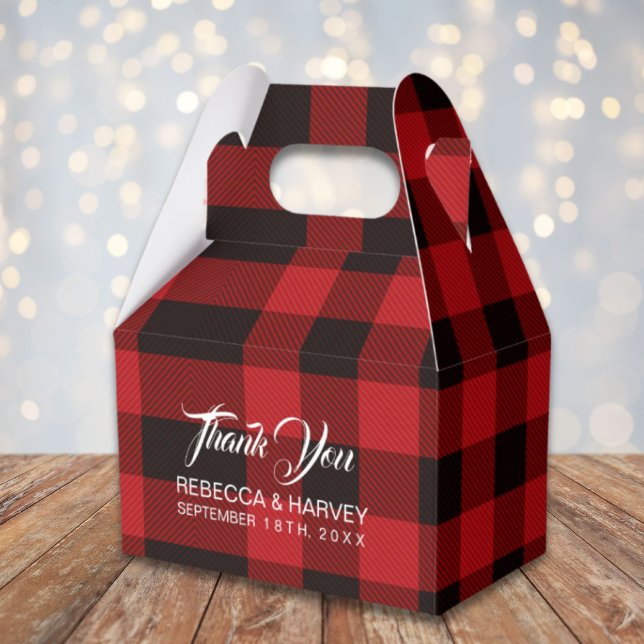 Caixinha De Lembrancinhas xadrez de búfalos - casamento no inverno rústico (buffalo plaid rustic winter wedding favor favor boxes)