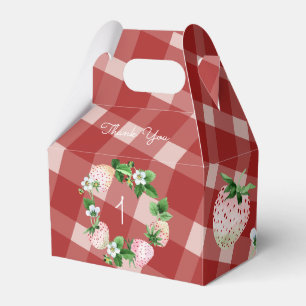Caixinha De Lembrancinhas Xadrez de morango Festa de aniversário rosa Fruta