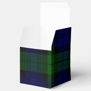 Caixinha De Lembrancinhas Xadrez preta do verde azul do tartan do clã do