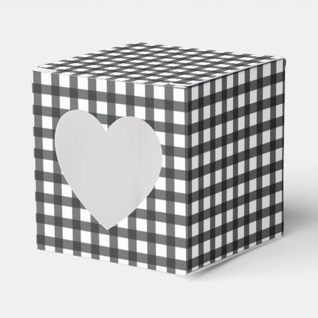 Caixinha De Lembrancinhas Xadrez Preto Branco Gingham 2" (Frente)