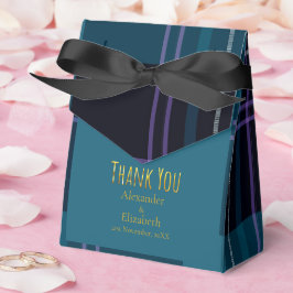 Caixinha De Lembrancinhas Xadrez Preto e Azul Obrigado Personalizado