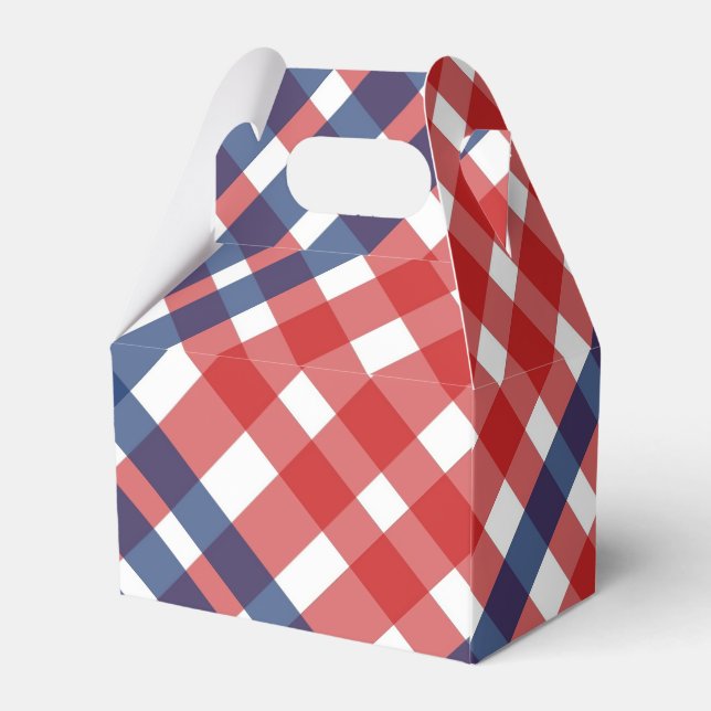 Caixinha De Lembrancinhas Xadrez Red White e Blue Gingham (Verso)