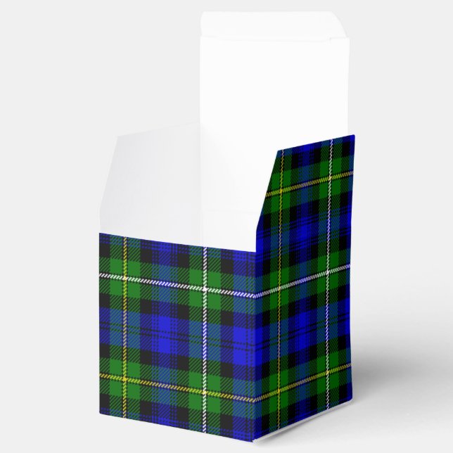 Caixinha De Lembrancinhas Xadrez verde azul Campbell tartan (Aberto)