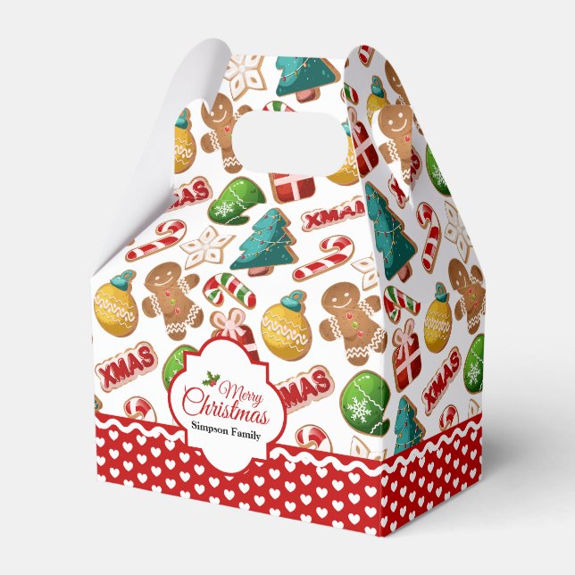 Caixinha De Lembrancinhas Xmas Gingerbread Cookies Cute Pattern (Frente)