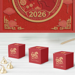 Caixinha De Lembrancinhas Year of the Horse Lunar New Year Red Gold Elegant