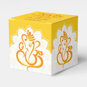 Caixinha De Lembrancinhas Yellow Ganesha com fundo de mandala