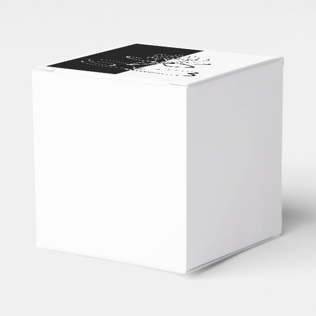 Caixinha De Lembrancinhas Yin Yang Black White Lotus Blossom (Frente)