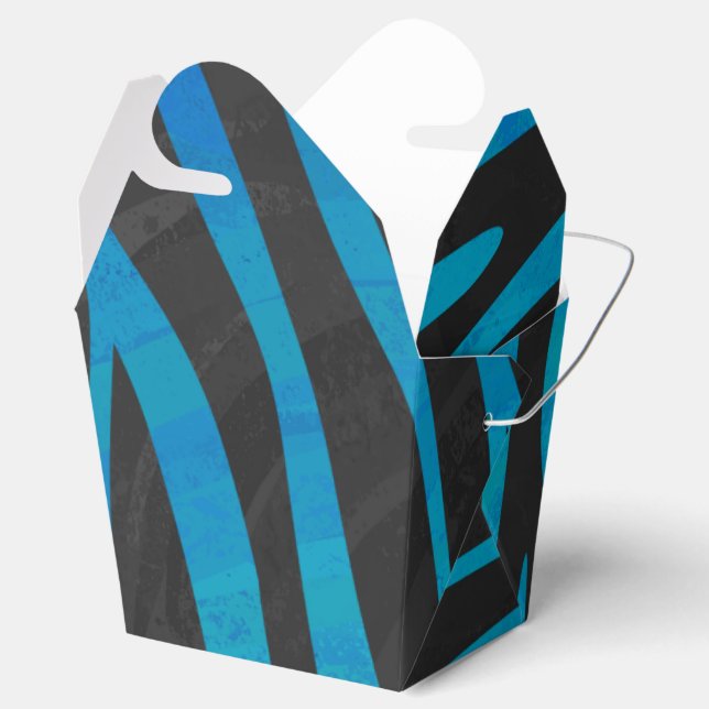 Caixinha De Lembrancinhas Zebra Black e Blue Impressão (Aberto)