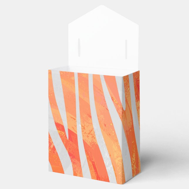 Caixinha De Lembrancinhas Zebra Orange e Impressão branca (Aberto)