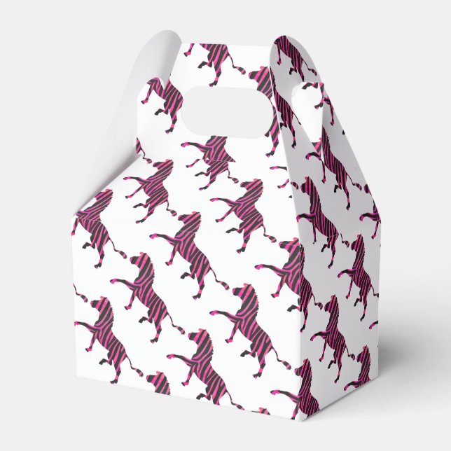 Caixinha De Lembrancinhas Zebra, preto e rosa quente (Frente)