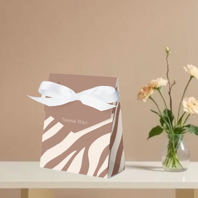 Caixinha De Lembrancinhas Zebra Print-Mocha Mousse (Zebra Print-Mocha Mousse Favor Boxes)