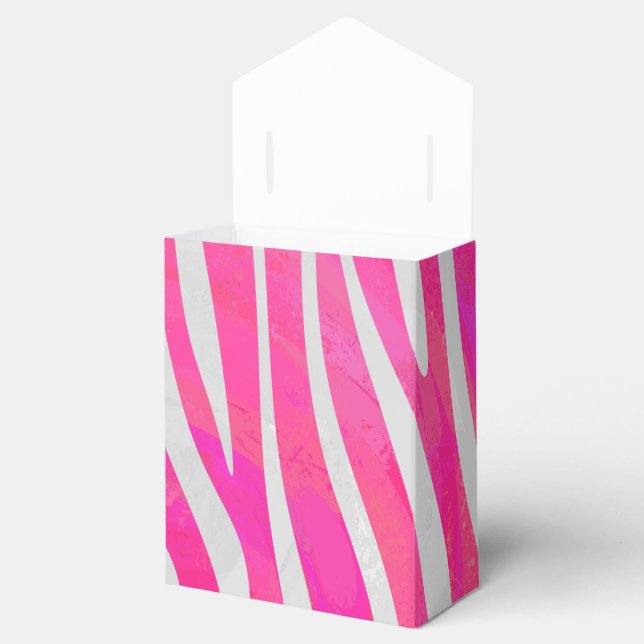 Caixinha De Lembrancinhas Zebra, rosa-quente e Impressão branco (Aberto)