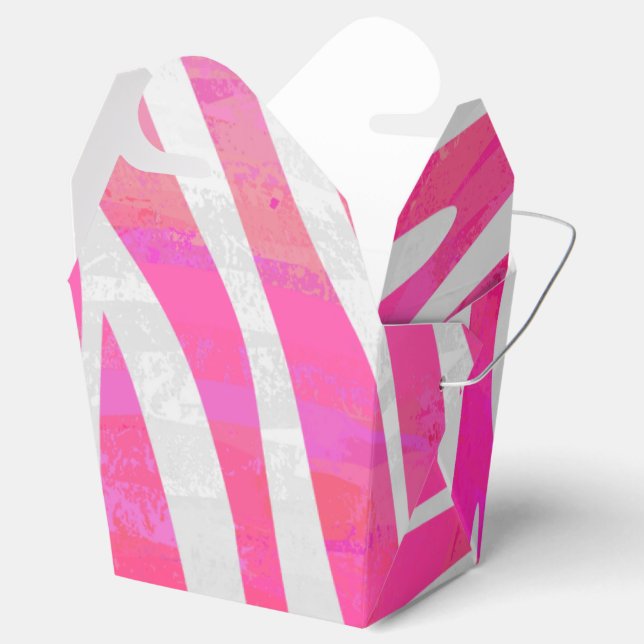 Caixinha De Lembrancinhas Zebra, rosa-quente e Impressão branco (Aberto)