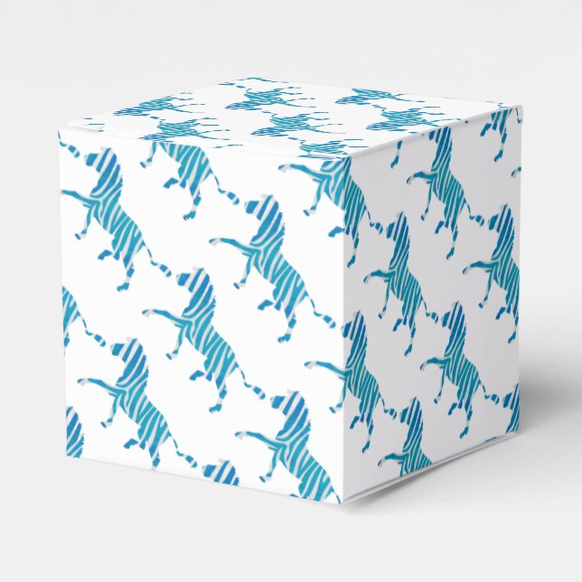 Caixinha De Lembrancinhas Zebra Silhouette Azul e Branco (Frente)