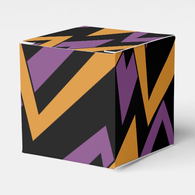 Caixinha De Lembrancinhas Zig Zags de Halloween Laranja Roxo (Frente)