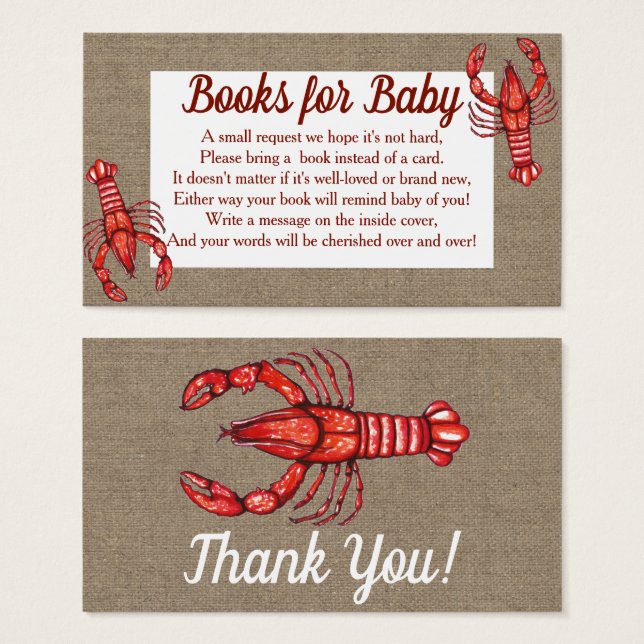 Cajun Crawfish & Faux Burlap Chá de fraldas Books (Frente & Verso)