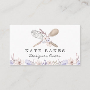 Cake Baking Chef Floral Watercolor Cartão de visit