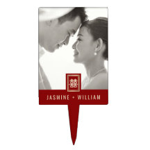 Retângulo Dupla Felicidade Foto de Casamento Chinê