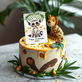 Cake Picks Safari Jungle Tropical Leaf Monkey Aniversário