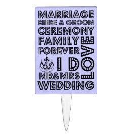 Cake Topper Bolo de Casamento Roxo Funky Topper