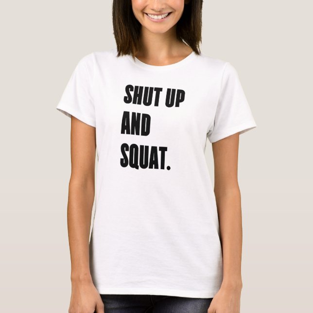 CALA-TE E SQUAT - Camiseta de ginástica branca (Frente)