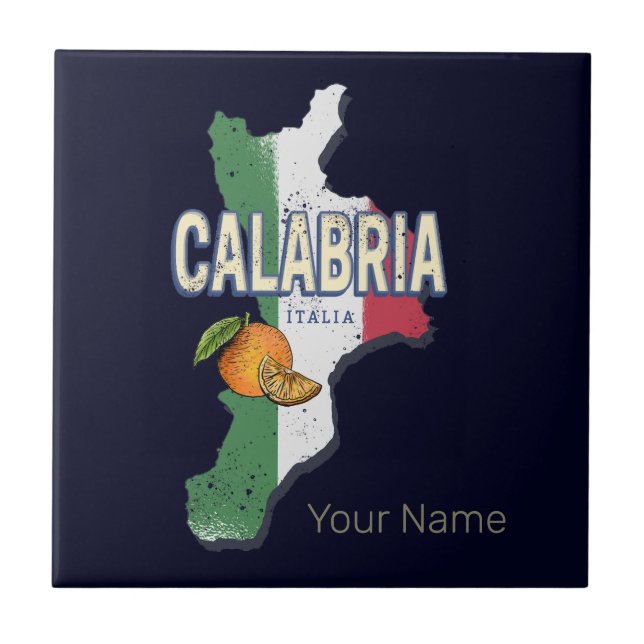 Calábria Itália - Região Retro Mapa Vintage Souven (Frente)