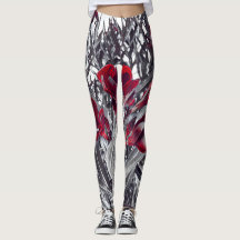 Calas Carmesim e Leggings com Estampa de Folhas Mo